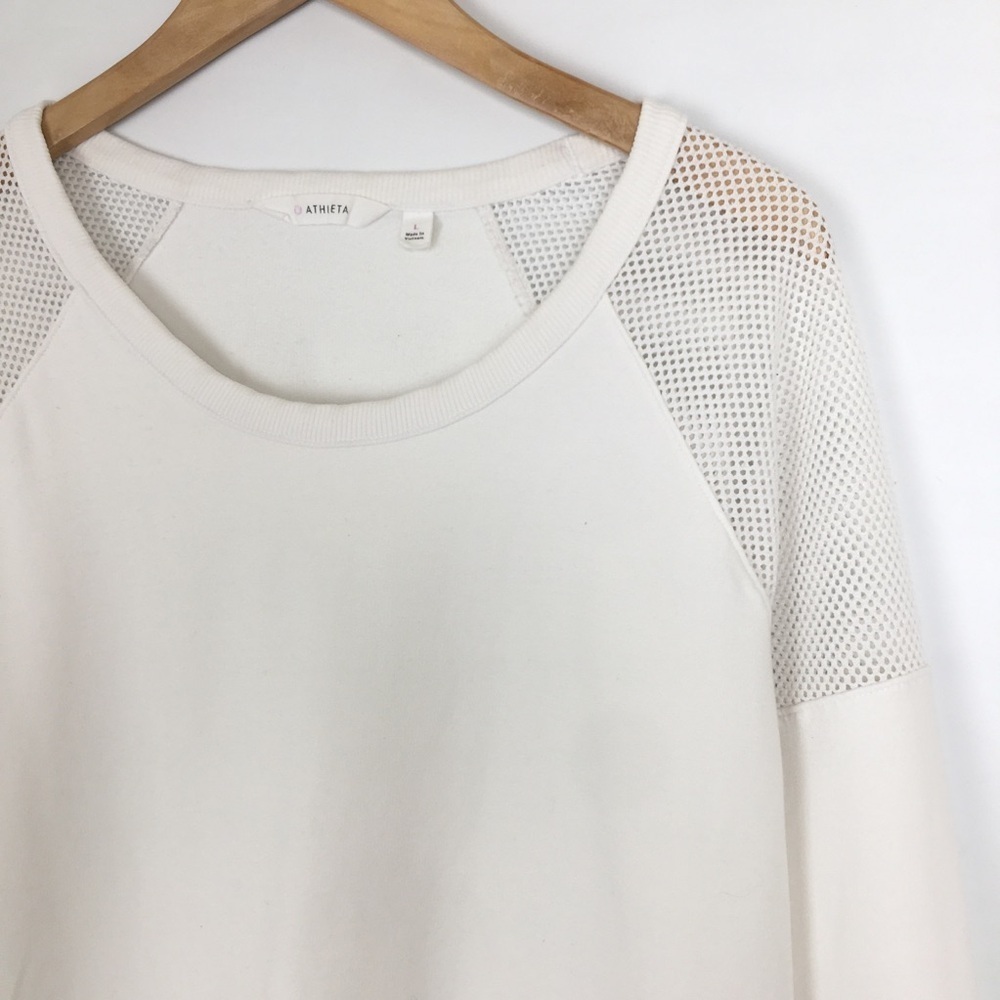 Athleta Citytime Mesh Shoulder Crewneck Sweatshirt Top White Women’s Size Large - Picture 9 of 15